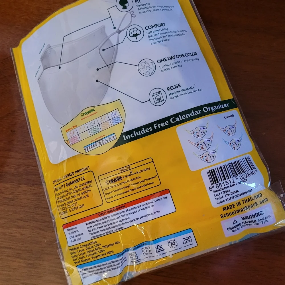 Crayola reusable cloth face masks